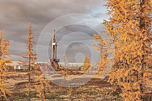 Autumn landscape at the northern oil and gas field