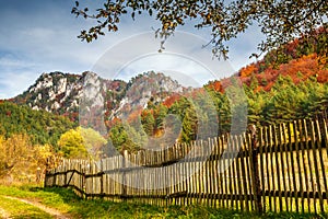 Autumn landscape with rocks in Sulov.