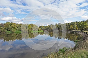 The autumn landscape. Russia. The Klyazma River photo