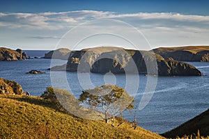 Autumn landscape on Shikotan island, South Kuriles