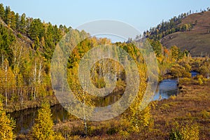 Autumn landscape in siberia.