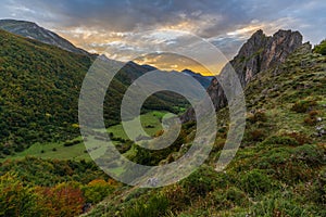 Autumn landscape in the Somiedo natural park in Asturias. photo