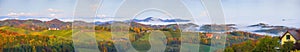 Autumn landscape with South Styria vineyards,known as Austrian Tuscany,a charming region on the border between Austria and