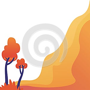 Autumn landscape, template for banner, postcard, social networks. Vector illustration in flat style, design templates