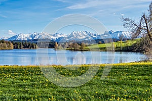 Autumn landscape view near the village Rueckholz in Allgaeu, Bavaria, Germany