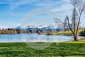 Autumn landscape view near the village Rueckholz in Allgaeu, Bavaria, Germany