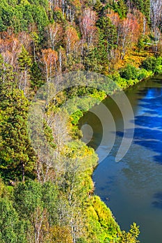 Autumn landscape. View from the rocks on the river Berd