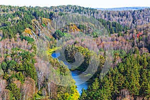 Autumn landscape. View from the rocks on the river Berd