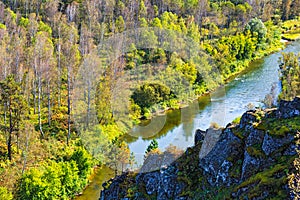 Autumn landscape. View from the rocks on the river Berd