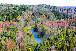 Autumn landscape. View from the rocks on the river Berd