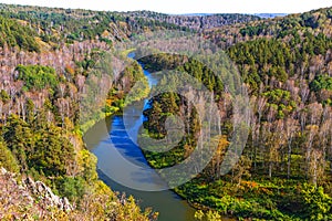 Autumn landscape. View from the rocks on the river Berd