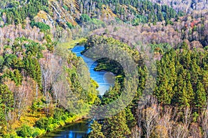 Autumn landscape. View from the rocks on the river Berd