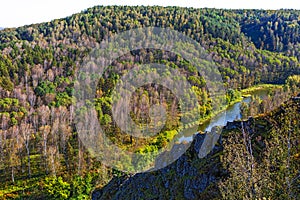 Autumn landscape. View from the rocks on the river Berd