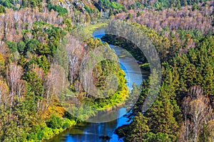 Autumn landscape. View from the rocks on the river Berd