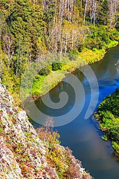 Autumn landscape. View from the rocks on the river Berd