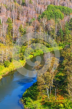 Autumn landscape. View from the rocks on the river Berd