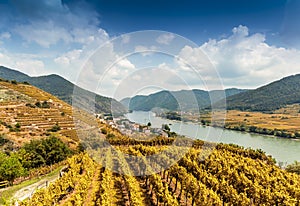 Autumn landscape of Wachau valley, Danube river, Austria