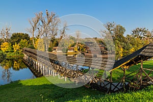 Autumn landscape at water mill.