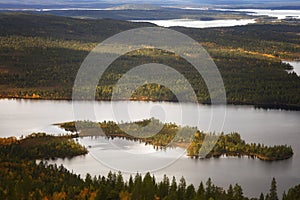 Autumn Landscapes overlooking the lake Kaskama. Kola Peninsula