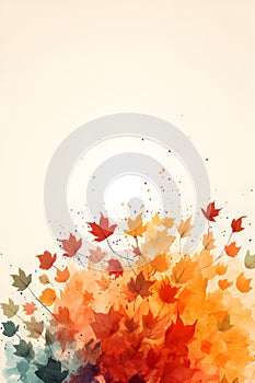 Autumn leaf background border design watercolor pating