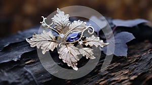 Autumn Leaf Brooch With Sapphire - Anka Zhuravleva Inspired Jewelry