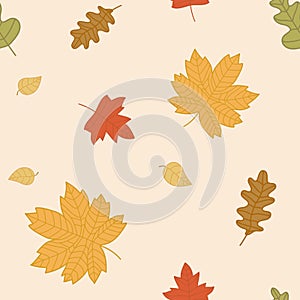 Autumn leaf seamless pattern.