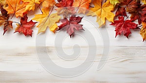 Autumn leaf, yellow nature, wood material, multi colored season generated by AI