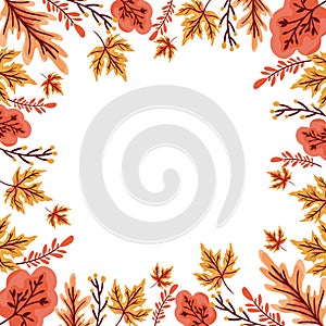 Autumn leafs plant seasonal frame