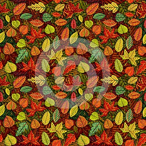 Autumn leafs seamless pattern