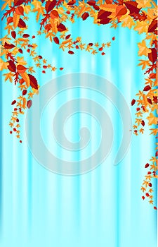 Autumn leaves on a background of abstract rain