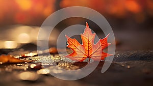 autumn leaves background, autumn background of maple leaves focusing on sunlight,