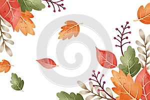 autumn leaves background watercolor style vector design