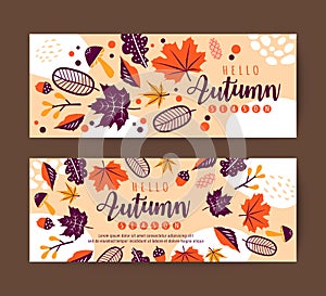 Autumn leaves banner design template