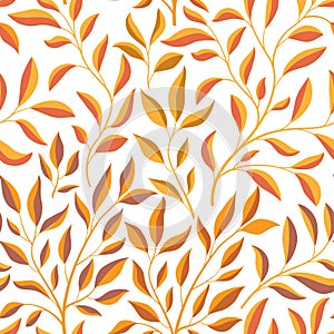 Autumn leaves branch seamless pattern. Fall leaf floral ornamental tile background. Fall nature backdrop