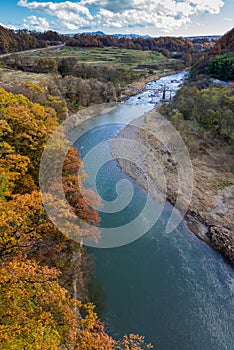 Autumn Leaves and Chikuma River