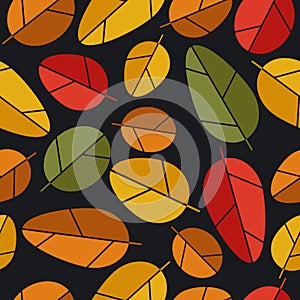 Autumn leaves, colorful seamless pattern. Decorative background