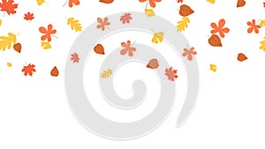 Autumn leaves falling. Oak and maple leaf, fall nature forest elements pattern. Seasonal foliage isolated vector