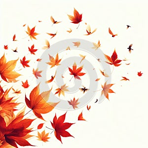 autumn leaves flying falling like brids isolated - ai generated