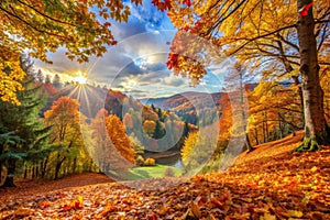 Autumn Leaves in the Forest