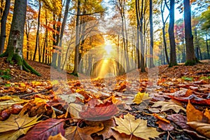 Autumn Leaves in the Forest