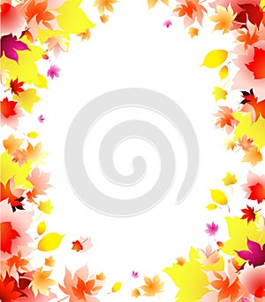 Autumn leaves frame background