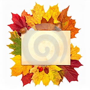 Autumn Leaves Frame with Blank Notecard
