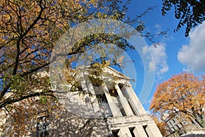 Autumn leaves in front of Severance Hall in Cleveland, Ohio - OHIO - USA