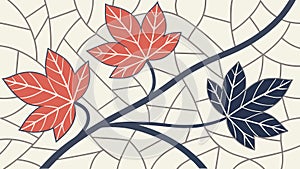 Autumn Leaves on Geometric Pattern Background, vector design Generative AI