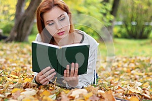 Autumn leaves girl book casual