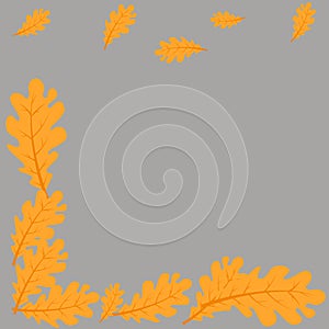 Autumn leaves on gray