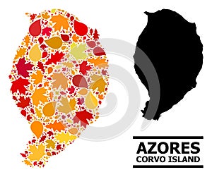 Autumn Leaves - Mosaic Map of Corvo Island