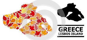 Autumn Leaves - Mosaic Map of Lesbos Island