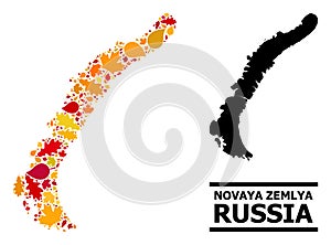 Autumn Leaves - Mosaic Map of Novaya Zemlya Islands