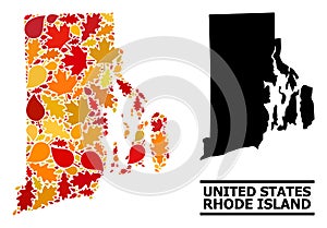 Autumn Leaves - Mosaic Map of Rhode Island State